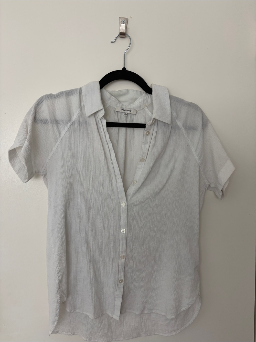 Madewell White Short Sleeve Button-Down Shirt